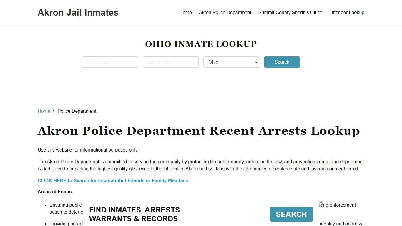Akron Police Department, OH Arrest Search, Mugshots